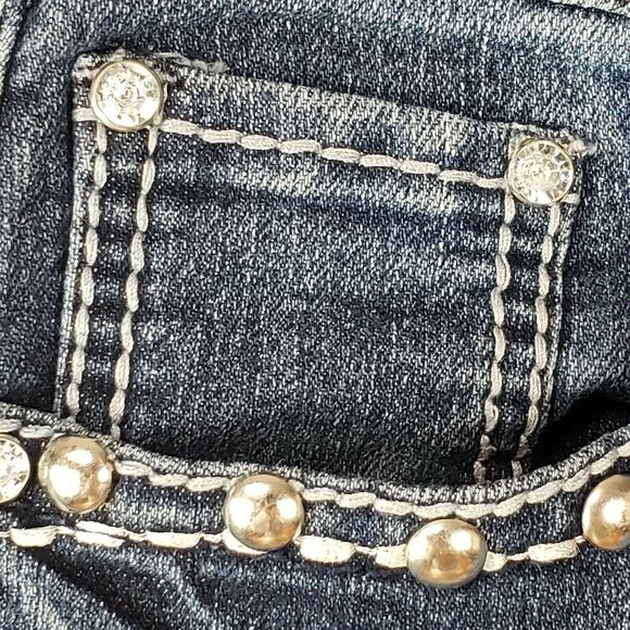 Earl Jean Crop Capri Jeans Cuffed Size 4 Bling - Picture 3 of 9